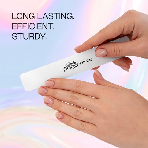 10PCS Jumbo Size PANA Professional Double Sided Nail Files - White, 180/240 Grit - Emery Board Nail Buffering File Manicure Pedicure Nail Polisher Washable