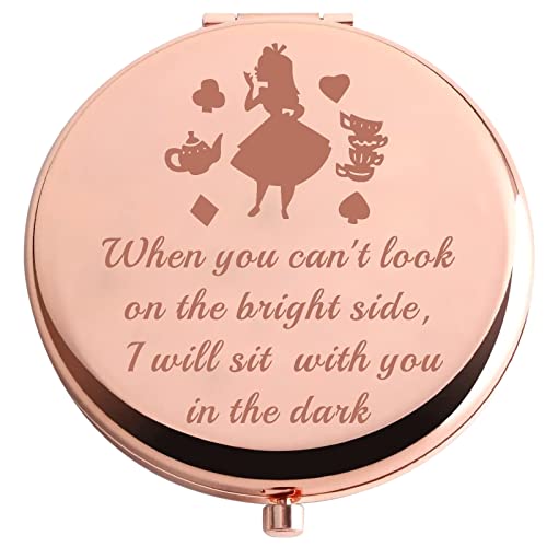 AKTAP Fairy Tale Gifts Princess Fans Compact Mirror I Will Sit with You in The Dark Makeup Mirror for Women