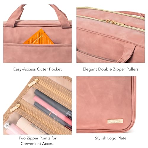 Pink Travel Toiletry Bag, Medium Makeup and Cosmetic Organizer for Women, Hanging toiletry bag, Clear toiletry bag, Cute toiletry bag