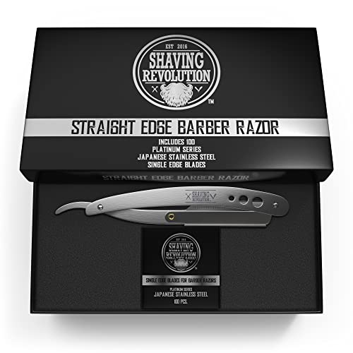 Straight Edge Barber Razor for Close Shaving - Professional Straight Blade Razor for Men with 100 Single Edge Blades- Mens Straight Razor Kit (Pack of 2)