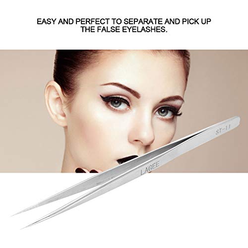 5.51" Stainless Steel Pointed Straight Tweezer, Professional Eyelash Extension Straight Tweezers for Nail Art Hair Eyebrow