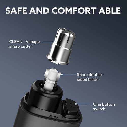 Nose Hair Trimmer for Men,Portable Painless Ear and Nose Hair Trimmer USB Rechargeable, 9000 RPM,360¡Æ Rotating Waterproof Dual Edge Blades Nose Trimmer Women (Black)