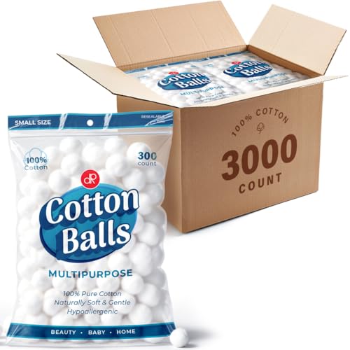 DecorRack 3000 Mini Cotton Balls Bulk Pack for Make-Up, Nail Polish Removal, Applying Oil Lotion or Powder, Multi-Purpose Balls Made from 100% Natural Cotton, Soft and Absorbent (3000 Count)