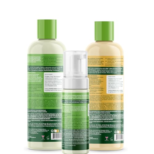 ORS Olive Oil Shampoo, Conditioner & Wrap Set Mousse with Aloe Vera, Orange & Coconut Oil for Healthier Hair (3 Piece Set)