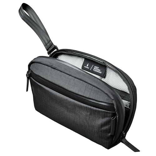 ALPAKA Toiletry Bag - Comes with a Shoulder and Wrist Strap- 2 Internal Dividers and 2 Mesh Pockets - Doubles as EDC Pouch - Optimally Sized Accordion-Style Toiletry Bag For Men