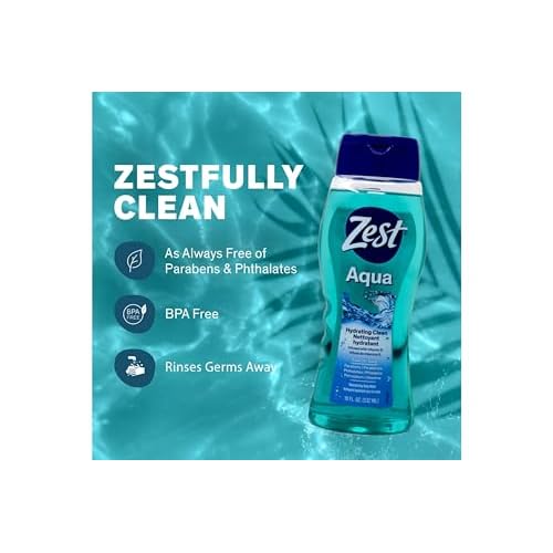 Zest Body Wash Aqua with Vitamin-E Hydrating 18 Ounce (Pack of 3)