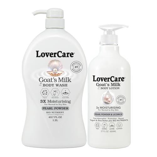 Lover's Care Goat Milk Body Lotion for Dry Skin Pearl 27.05oz (800ml) - Combo Body Lotion & Body Wash¡¦