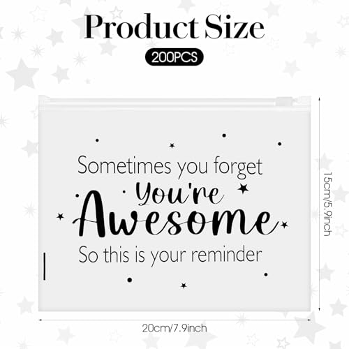 200 Pcs Inspirational Gifts for Women Bulk - EVA Cosmetic Makeup Bags with Zipper, You Are Awesome Travel Toiletry Pouch for Nurse, Teacher Appreciation & Birthday Christmas Gift (8 x 6 Inch)