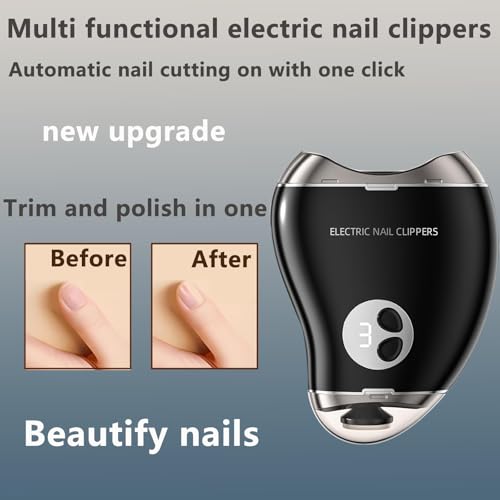 Electric Nail Clippers for Seniors and Women, LED Light Electric Nail Trimmer Adult with 3 Speeds, Safe Automatic Fingernail Grinder with Storage, Baby Nail Care, Do Not Trim Your Toenails (Black)
