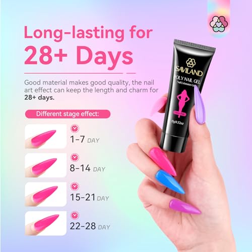 Saviland Poly GEL Nail Colors£º20 Colors Nail Extension Gel Kit Bright Rainbow SAVILAND 3 Set Essentials Nail Stand for Press Ons :Powerful Magnetic Nail Holder for Painting Nails Stand Fake Nail Stand