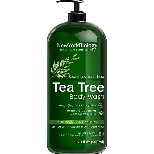 New York Biology Tea Tree Body Wash with Tea Tree Mint Body Wash for Men and Women - Helps Jock Itch & Itchy Skin, Nail Fungus, Athletes Foot, Eczema & Body Odor, Ringworms ? 16 Fl Oz