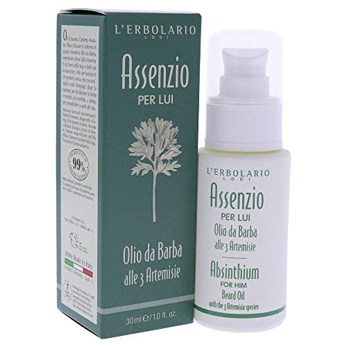 L'Erbolario Absinthium Beard Oil - Delicate, Super Emollient And Light Texture Oil For Skin - Can Be Used In Multiple Ways - Use After Shaving To Control Beard Or Before, To Soften - For Men - 1 Oz