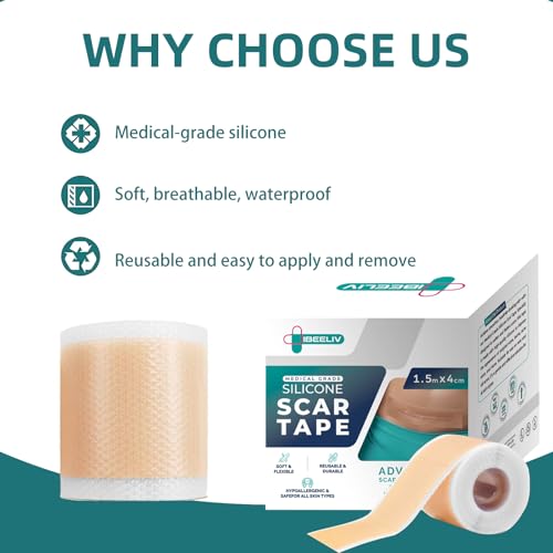 Silicone Scar Gel Sheets: Medical Grade Scar Tape for C Section Surgical Tummy Tuck Keloid Treatment?Scar Removal for Face and Skin