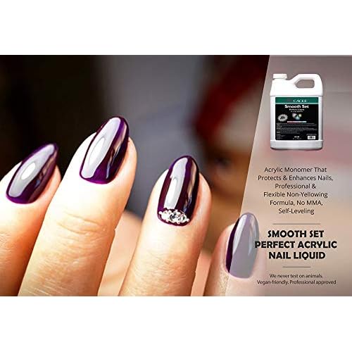Cacee Smooth Set Perfect 32 oz Non-Yellowing Acrylic Liquid Monomer - Monomer Acrylic Nail Liquid for Superior Adhesion, Low Odor, Compatible with All Acrylic Powder Sets