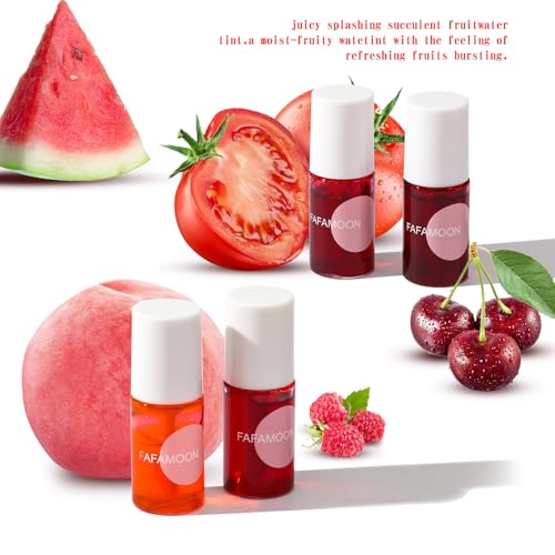 Dulele 4PCS Lip Tint Stain Set, Mini Moisturizing Water Lipstick, Vivid Color Korean Lip Gloss, Long-Lasting Non-Stick Cup Multi-Use Lip and Cheek Tint