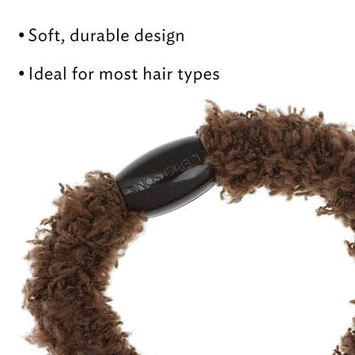 L. Erickson Brown and Purple Hair Ties for Women, Cozy Pony, 5 Pack, Stone, Extra Thick No-Crease Bands with Strong Hold and Damage-Free Design, Soft Fuzzy Ponytail Holders for All Hair Types
