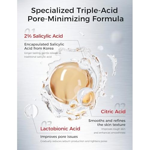 2% Salicylic Acid Serum: Pore Minimizer & Acne Treatment for Face with AHA PHA Tranexamic Acid Niacinamide & Tembusu Extract | Exfoliant for Acne & Blemish Skin | Oil Control | 1 FL OZ