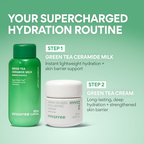 innisfree Green Tea Ceramide Milk, Hydrating & Lightweight Milky Toner for All Skin Types including Acne-Prone and Sensitive Skin, Available in Gift Set
