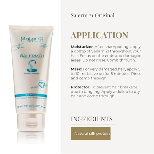 SALERM - Instant Hair Conditioner 21 Silk Protein - 100 ml - Leave-In or Rinse-Out Conditioner - with Silk Proteins - Heat Protector and Hydrating