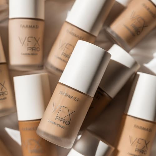 FARMASi VFX Pro Camera-Ready Liquid Foundation, Full Coverage Matte Finish, Lightweight Long-Wear, Oil-Free with Pore-Refining Sea-Water Formula, Non-Oxidizing Finish, 1 Fl Oz, 12 Natural Beige