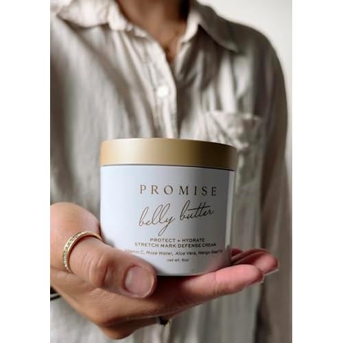 Promise Stretch Mark Prevention Belly Butter, Stretch Mark Cream for Pregnancy, Deeply Hydrating, Vegan, With Vitamin C, Shea Butter, 6 oz, Made in the USA, Ultra-Clean Skincare