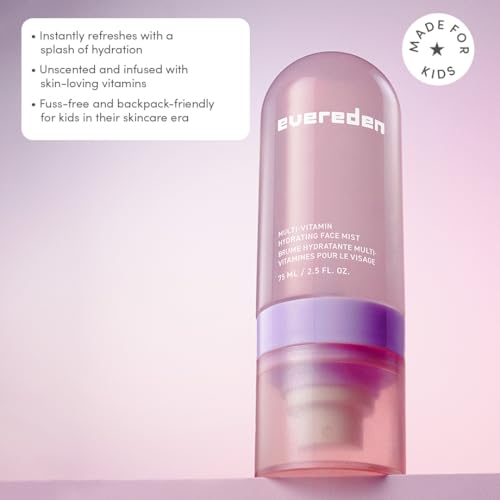 Evereden Kids Multi-Vitamin Hydrating Face Mist | Nourishing Face Spray, Preppy Skincare Essential for Ages 6+ | Clean Formula Safe for Sensitive Skin | Multi-Vitamin Complex, Peach & Mango Juice