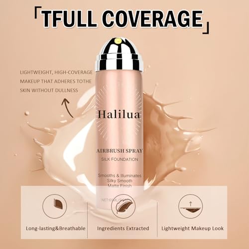 Magic Minerals Airbrush Foundation Makeup,Silk Airbrush Flawless Setting Spray,Foundation for Smooth Radiant Creamy Skin,Breathable Spray Makeup with Anti-aging Ingredients Foundation(01# Natural)
