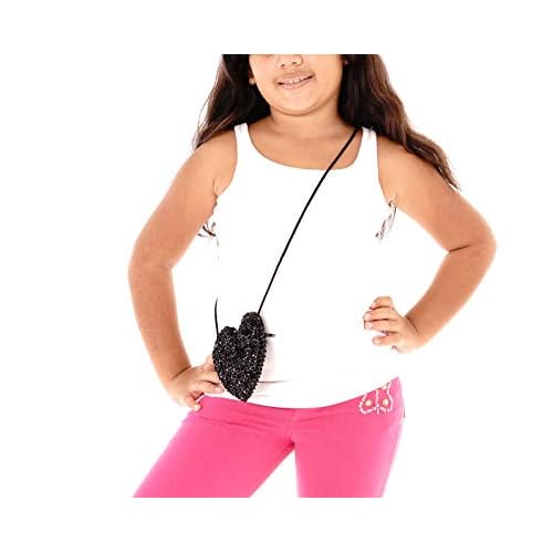 SHU-SHI Girls Toddler Sequin Purse Heart Shaped Small Bag Crossbody Long Strap