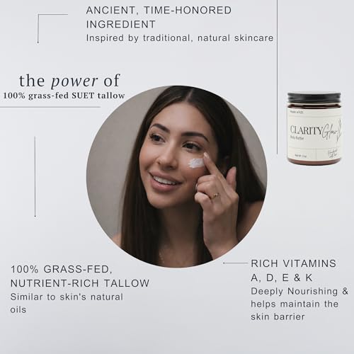 Grass Fed Beef Tallow Moisturizer for Face & Body ? Whipped Tallow Body Butter for Dry, Sensitive Skin ? Natural Anti Aging Cream ? 2 oz