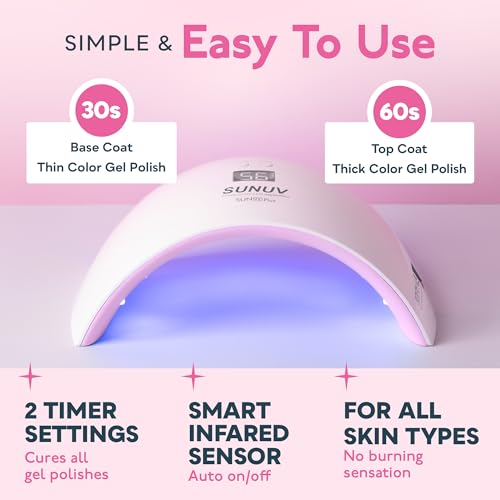 SUNUV UV Light for Nails SUN9X Plus Hema-Free Gel Nail Polish Kit, 16 Colors Gel Polish Set with Top Coat and Base Coat