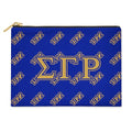 Sigma Gamma Rho Sorority Paraphernalia - Greek Letters - Flat Makeup Pouch & Accessory Bag - Greek Letters