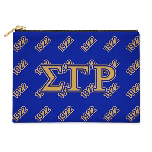 Sigma Gamma Rho Sorority Paraphernalia - Greek Letters - Flat Makeup Pouch & Accessory Bag - Greek Letters