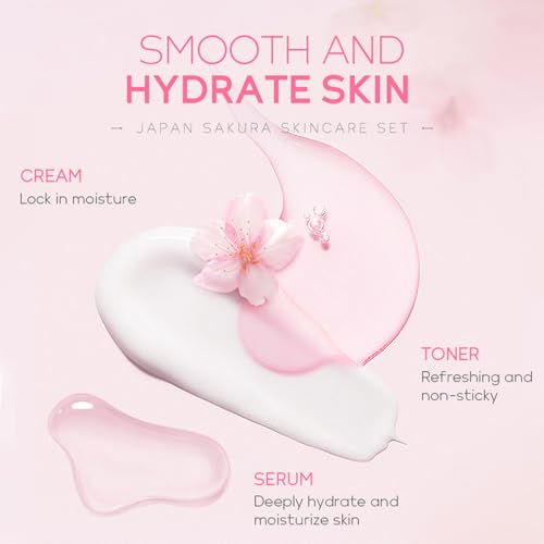 Skin Care Set, Cherry Facial kit for women, Skincare Kit Gifts For Teenage Girls, Skin Care Kit, Skincare Sets & Kits with facial wash, Toner, Serum, Eye Cream, Face Cream Birthday Beauty Care 5pcs