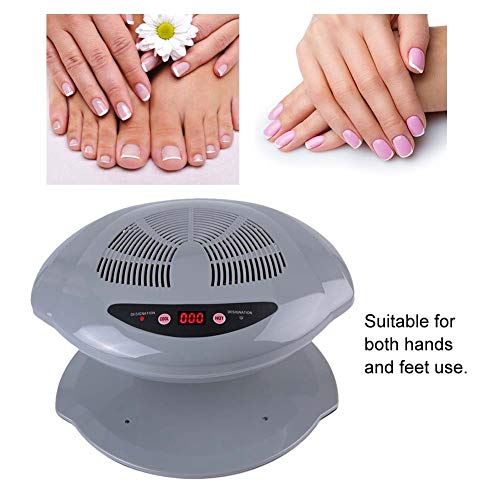 Air Nail Dryer, 400W Intelligent Automatic Sensor Hot & Cold Air Nail Polish Drying Fan Manicure Tool for Home Salon Both Hands and Feet Use, Grey