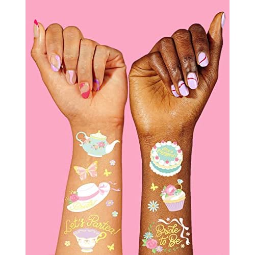 xo, Fetti Bachelorette Tea Party Temporary Tattoos - 50 pcs Glitter Styles | Pastel Bridal Shower Decoration, Bridesmaid Favor, Partea, Garden