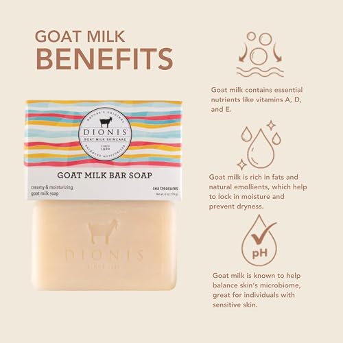Dionis Goat Milk Sea Treasures Bar Soap, Saver Pad & Exfoliating Scrubber 3-Piece Travel Set