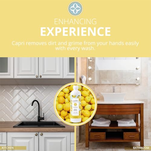 CAPRI ESSENTIALS Hand Soap Liquid, Natural Household Cleaning Supplies, Gentle Plant Based Aromatic Hand Wash, Blend of Essential Oils, Removes Dirt & Grime, Lemon Verbena Scent, 16 FL Oz (3 Pack)