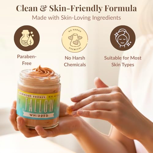 Luminous Bronze Whipped Tallow Moisturizer - 9oz Moisturizing All Natural Bronzing Body Butter with Mica