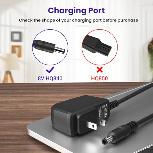 8V Power Cord Fit for Philips Norelco HQ840 Multigroom Series 3000 MG3750 MG3750/10 MG3750/50 MG3750/60 MG3760 MG3760/50 Electric Shaver Trimmer Razor Replacement Charger Supply