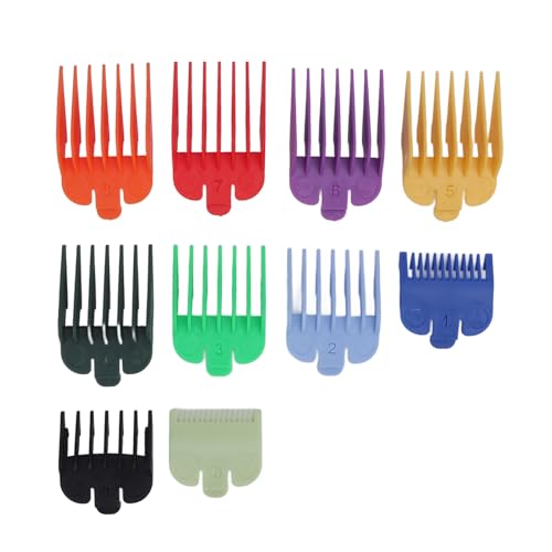 Hair Clipper Guards Set, 10 Sizes Clipper Combs Guides from 1/16 to 1 Inch, Professional Colorful Coded Trimmer Guards ABS Hair Cutting Tools Compatible with Most Clippers