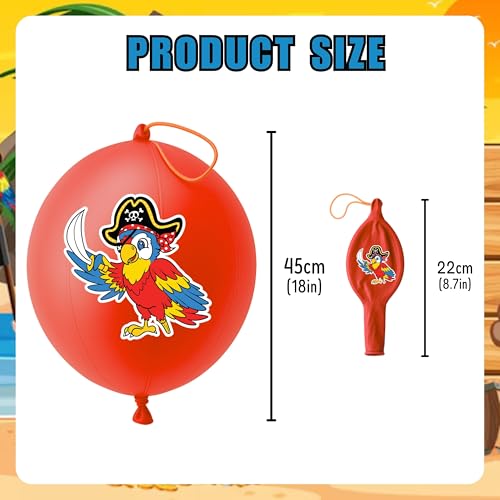 72PCS Pirate Party Favors for Kids ? 48 Pre-Cut Temporary Tattoos & 24 Punch Balloons Themed Birthday Party Decorations Supplies Favors Gifts, Goodie Bag Fillers, Classroom Rewards