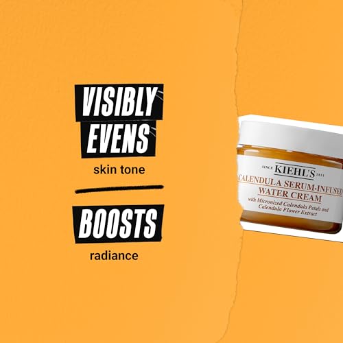 Kiehl's Calendula Serum Infused Water Cream, Soothing Gel Moisturizer for All Skin Types, Visibly Evens Skin Tone & Boosts Radiance in 1 Week, 24HR Hydration, Reduces Redness for Fresh & Radiant Skin