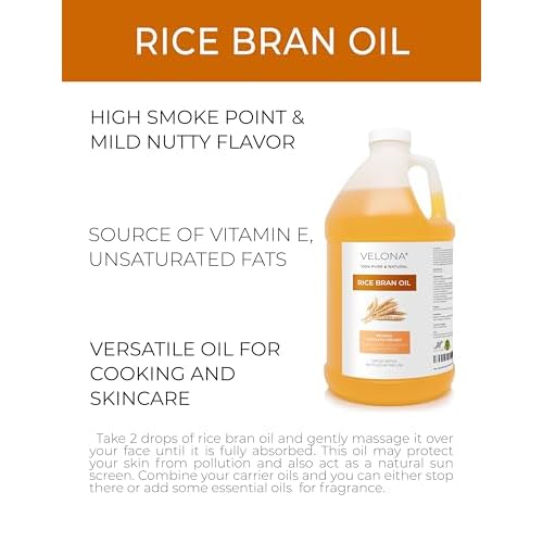 velona Rice Bran Oil 64 Fl Oz | 100% Pure and Natural Carrier Oil | Refined, Cold Pressed | Cooking, Face, Hair, Body & Skin Care | Use Today - Enjoy Results
