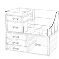 Cq acrylic 2 Pack Clear Makeup Storage Organizer,Stackable 6 Drawers Make Up Organizers,Cute Desk Organizer for Vanity Jewelry,Hair Clip,Beauty,Skincare Product Bathroom Counter Organizers and Storage