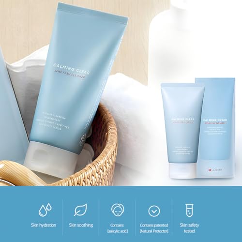 Leaders Calming Clear Acne Foam Cleanser ? Gentle Deep Cleanser for Acne-Prone Skin, Acne Skin Care, Calms Redness & Irritation, Controls Excess Sebum & Exfoliate Dead Skin Cells 150ml (5.07 oz)