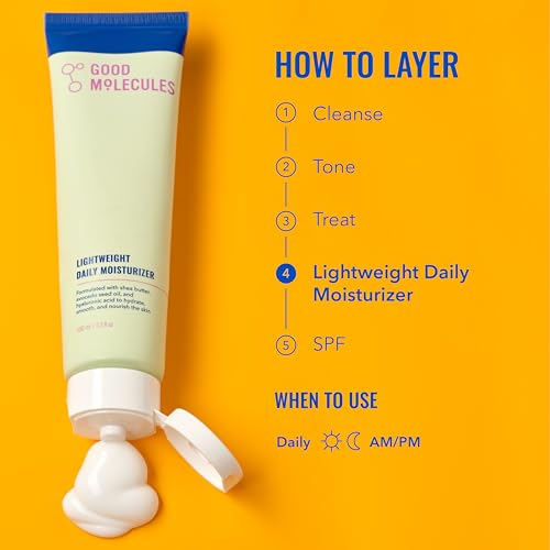 Good Molecules Lightweight Daily Moisturizer Face Cream Pack 3 ? 100 ml / 3.38 fl oz Each - Non-Greasy Facial Moisturizer Face Lotion with Shea Butter & Hyaluronic Acid