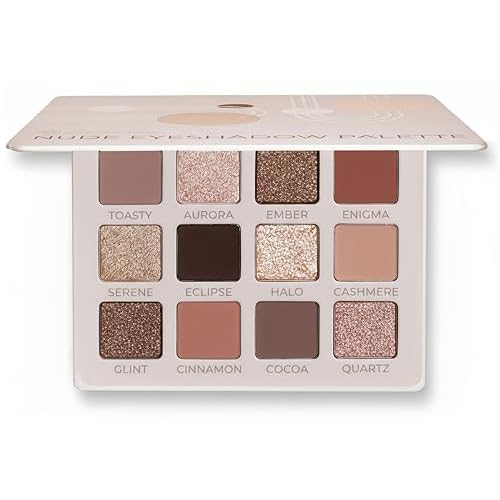 Lamora Nude Eyeshadow Palette - 12 Soft Pink Rose Shadows, Multi-Use Eye Makeup Palette with Matte & Shimmer Finishes, Ultra-Blendable Everyday Neutrals, Long-lasting Wear, Travel Makeup with Mirror