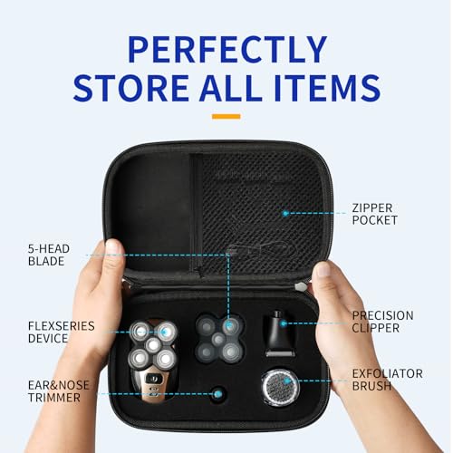 sarlar Travel Case Compatible with Freebird FlexSeries Shaver - Protective Carrying Storage Bag for Freebird Electric Head Hair Shaving Kit, Customizable Foam Inserts, Portable (Only Case)