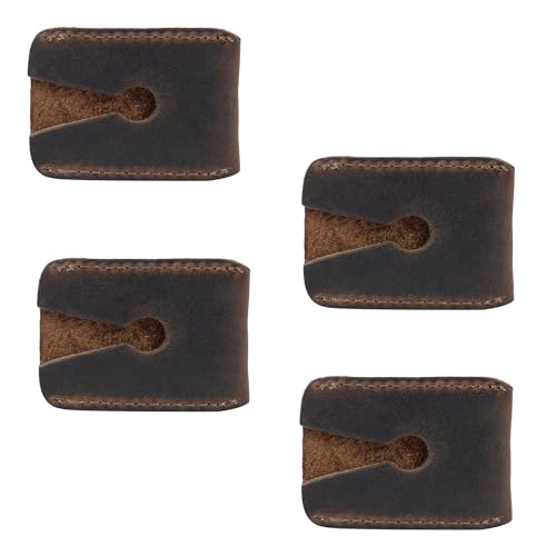 Hide & Groom, Set of 4 Double Edge Safety Razor Head Protective Sheath for Groomsmen, Shaving Travel Cover, Full Grain Leather, Handmade, Bourbon Brown
