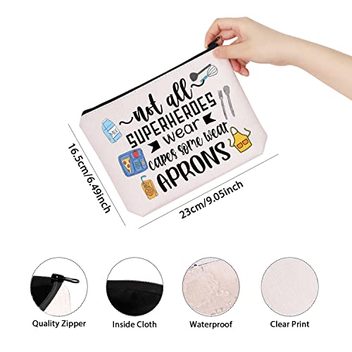 TSOTMO Lunch Lady Gift Not All Superheroes Wear Capes Some Wear Aprons Cafeteria Worker Zipper Pouch Makeup Bag (Wear aprons)
